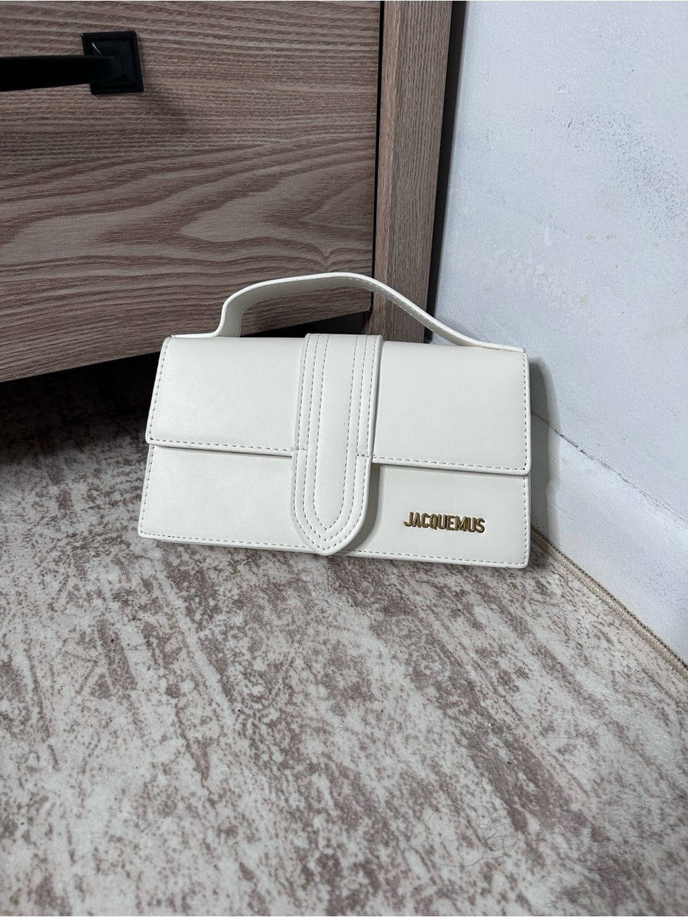 Jacquemus Cream Mini Top-Handle Leatherscape Bag